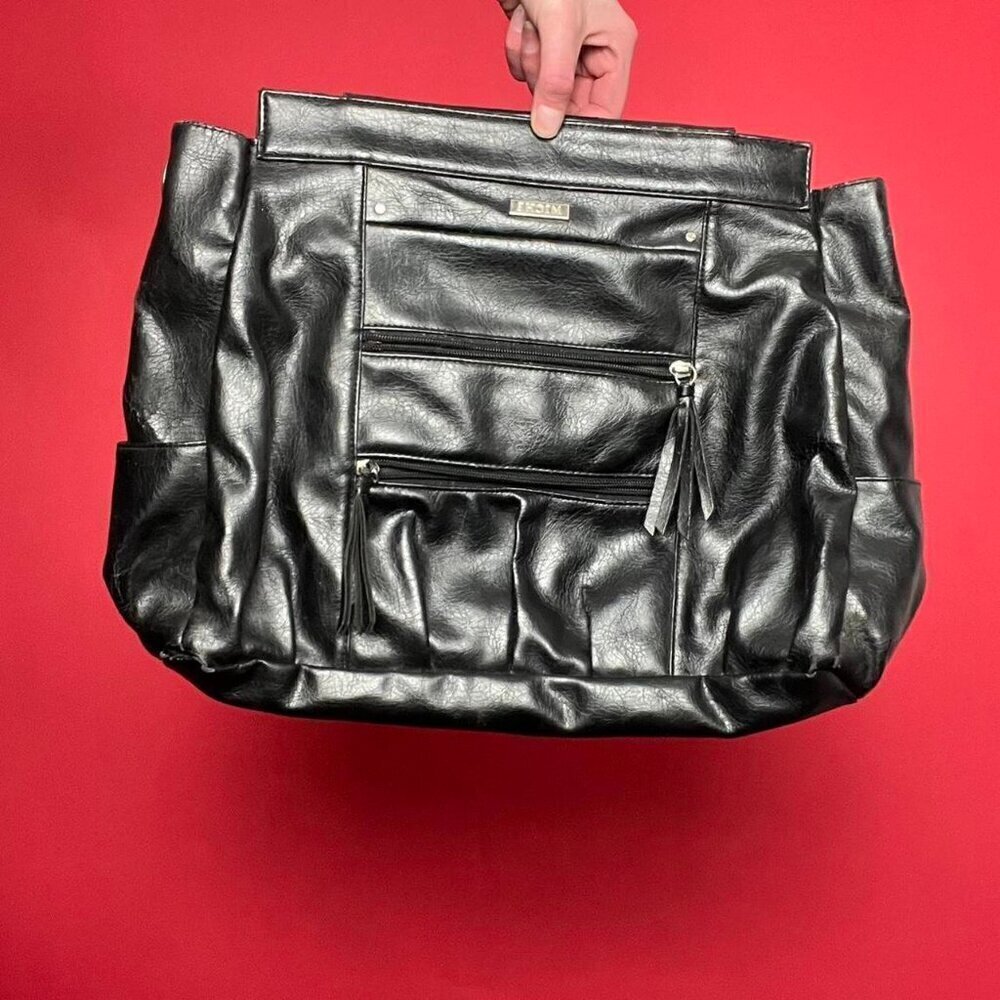 Miche Morgan / Chunky faux leather cluch tote bag 🖤🩶